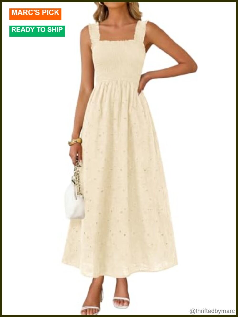 Lace Maxi Dress Sleeveless Eyelet Cotton Sundress Smocked Boho Beach Vacation
